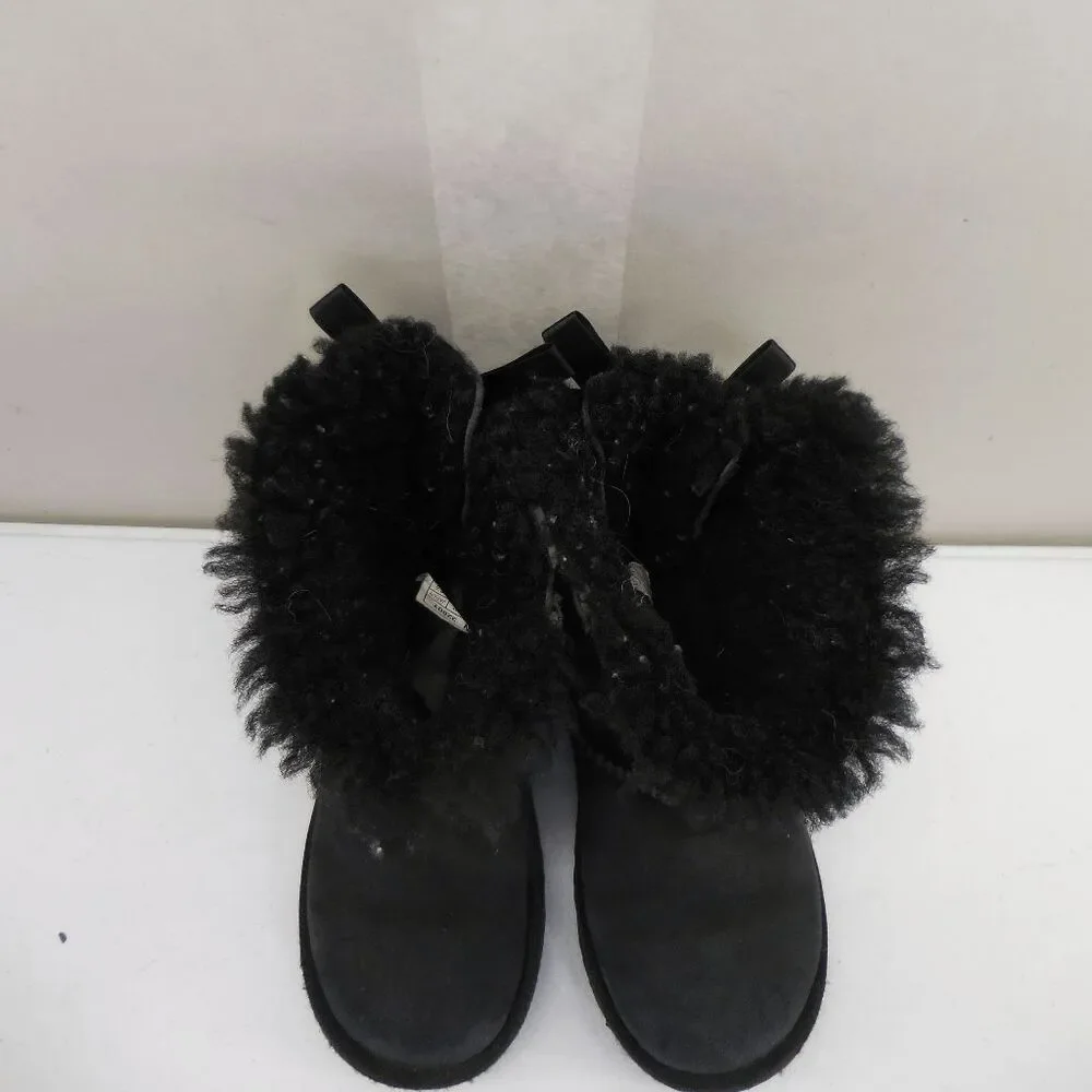 UGG Australia Bailey Bow Todler's Size 12 US Black‎ Suede Shearling Boots 3280T